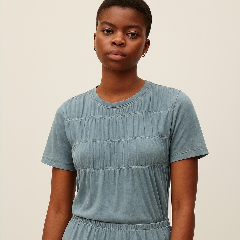Everlane Smock Tee Cotton Crew Dusty Blue Slate Relaxed Fit Top Small